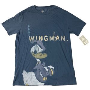 Disney T-Shirt Womens M Blue Donald Duck Wingman Graphic Tee Vacation Parks NWT